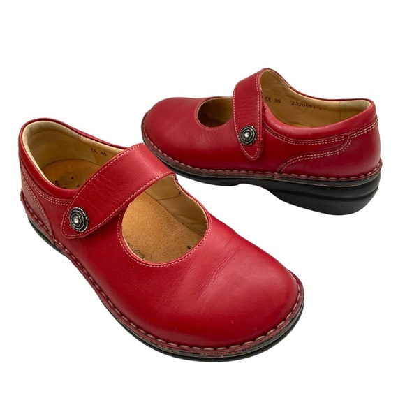 Finn Comfort Red Mary Jane Laval Nappa Leather Loafers Shoes Comfort 36 Wide - Picture 3 of 13